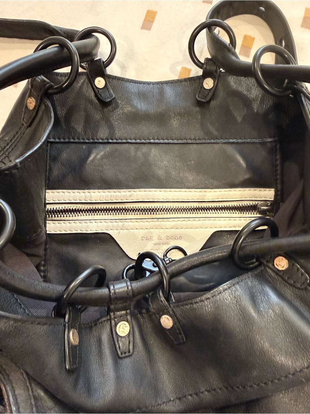 rag & bone Black Leather Drawstring Backpack - Picture 3 of 4